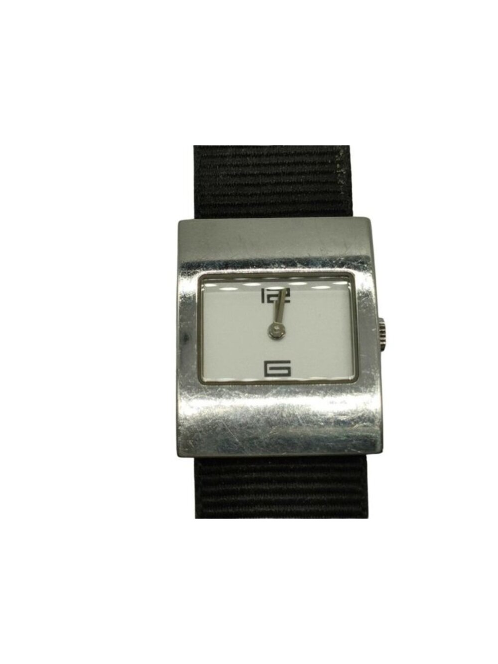 Gucci Watch White Silver Black Stainless Steel Canvas
